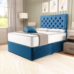 Panama Divan Bed - Blue Plush Velvet
