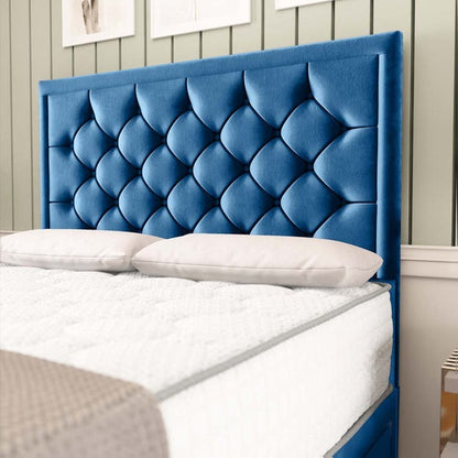 Panama Divan Bed - Blue Plush Velvet