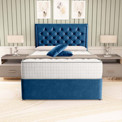 Panama Divan Bed - Blue Plush Velvet