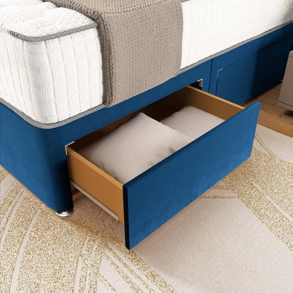 Panama Divan Bed - Blue Plush Velvet