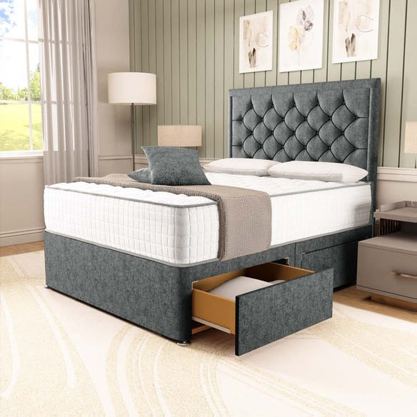 Panama Divan Bed - Charcoal Chenille
