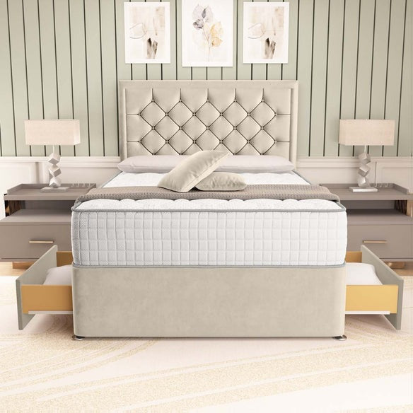 Panama Divan Bed - Cream Plush Velvet