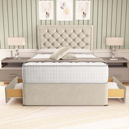 Panama Divan Bed - Cream Plush Velvet
