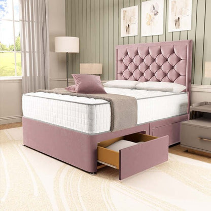 Panama Divan Bed - Pink Plush Velvet