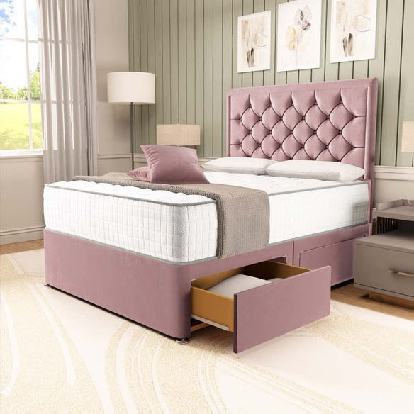 Panama Divan Bed - Pink Plush Velvet