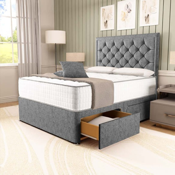 Panama Divan Bed - Silver Chenille