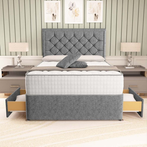 Panama Divan Bed - Silver Chenille