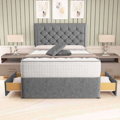 Panama Divan Bed - Silver Chenille