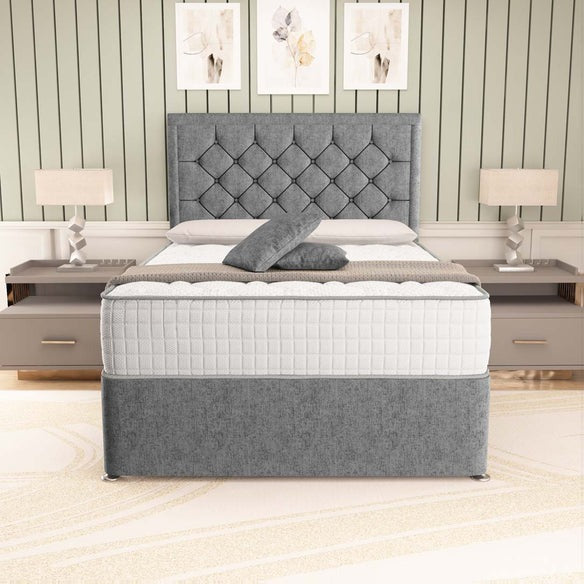 Panama Divan Bed - Silver Chenille