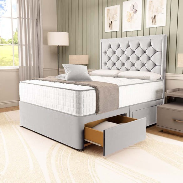 Panama Divan Bed - Silver Plush Velvet