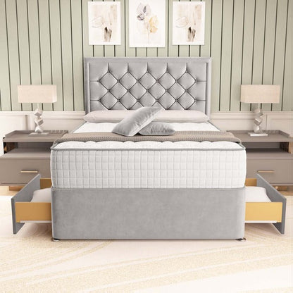 Panama Divan Bed - Silver Plush Velvet