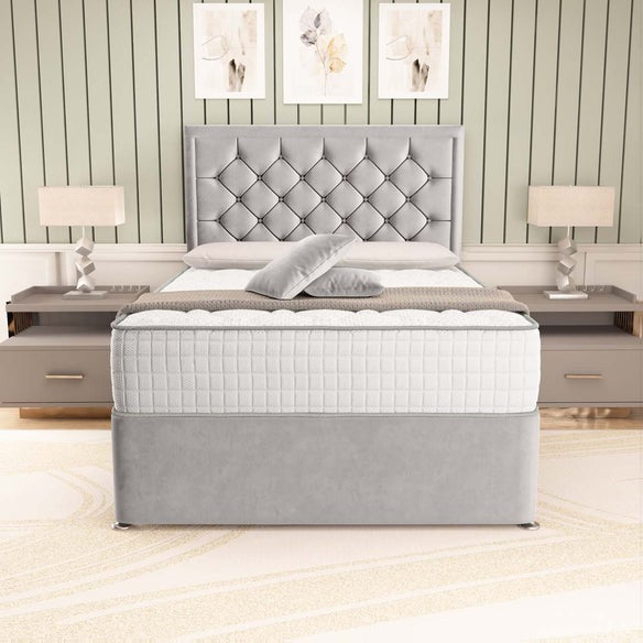 Panama Divan Bed - Silver Plush Velvet