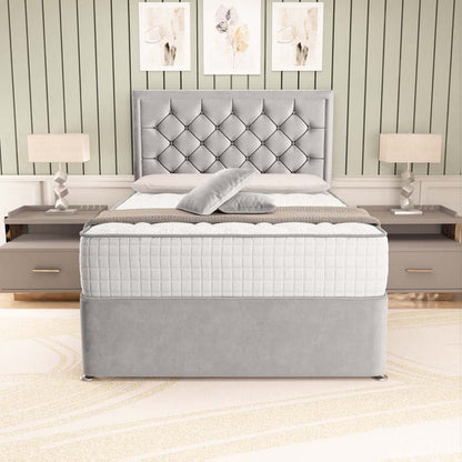 Panama Divan Bed - Silver Plush Velvet