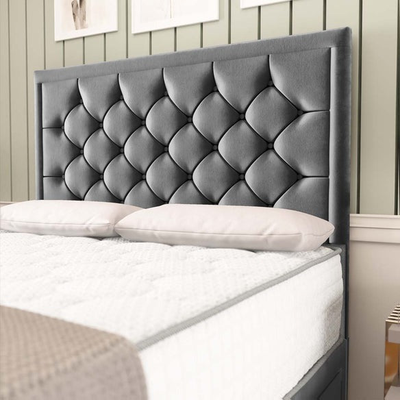 Panama Divan Bed - Steel Plush Velvet