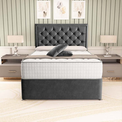 Panama Divan Bed - Steel Plush Velvet