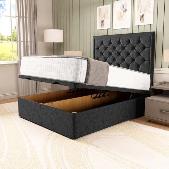 Panama Ottoman Divan Bed - Black Chenille