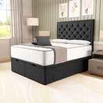 Panama Ottoman Divan Bed - Black Chenille