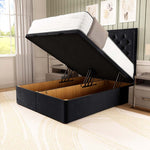 Panama Ottoman Divan Bed - Black Plush Velvet