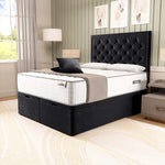 Panama Ottoman Divan Bed - Black Plush Velvet