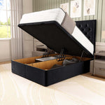 Panama Ottoman Divan Bed - Black Plush Velvet
