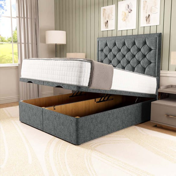 Panama Ottoman Divan Bed - Charcoal Chenille