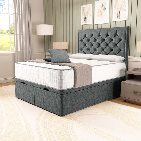 Panama Ottoman Divan Bed - Charcoal Chenille