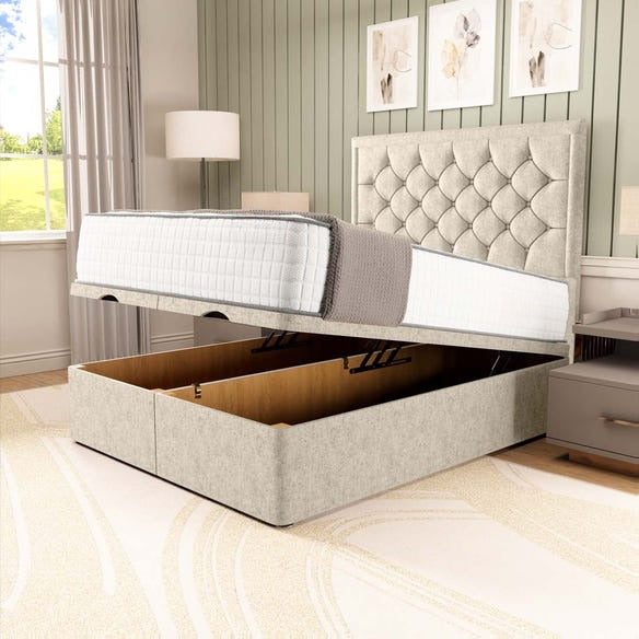 Panama Ottoman Divan Bed - Cream Chenille
