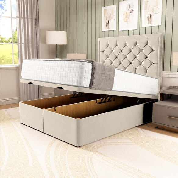 Panama Ottoman Divan Bed - Cream Plush Velvet