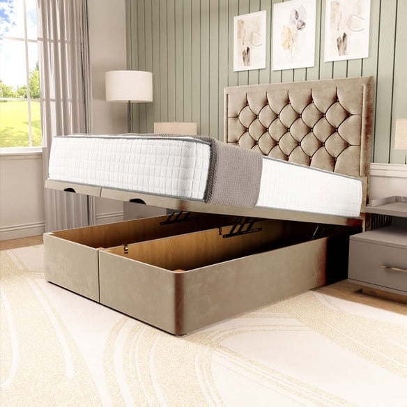 Panama Ottoman Divan Bed - Mink Plush Velvet