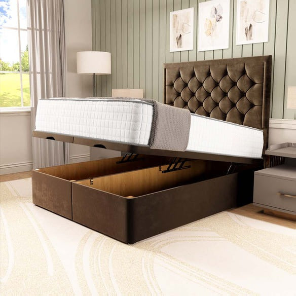 Panama Ottoman Divan Bed - Mocca Plush Velvet