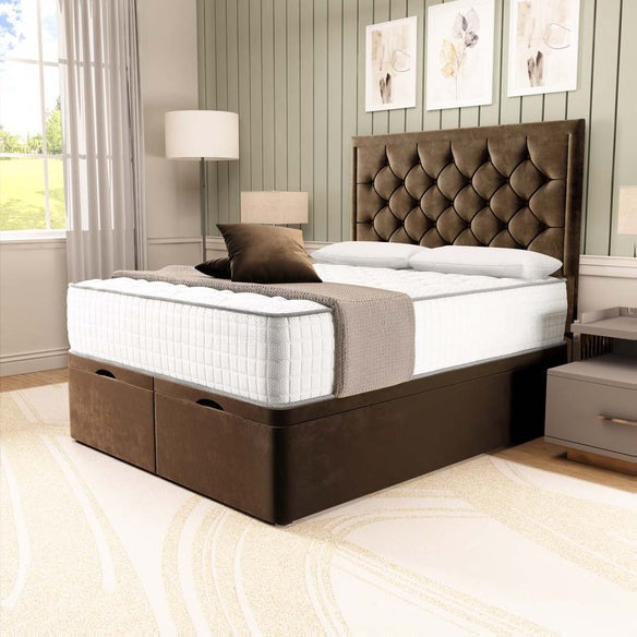 Panama Ottoman Divan Bed - Mocca Plush Velvet