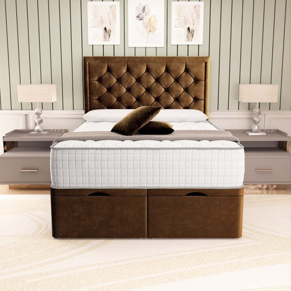 Panama Ottoman Divan Bed - Mocca Plush Velvet