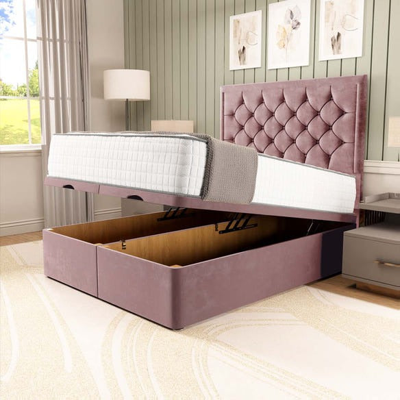 Panama Ottoman Divan Bed - Pink Plush Velvet