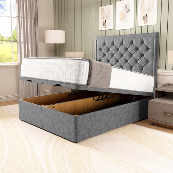 Panama Ottoman Divan Bed - Silver Chenille