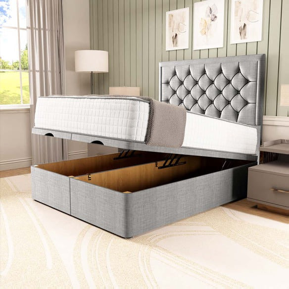 Panama Ottoman Divan Bed - Silver Linoso