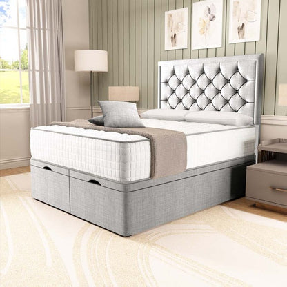 Panama Ottoman Divan Bed - Silver Linoso