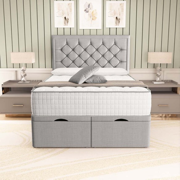 Panama Ottoman Divan Bed - Silver Linoso