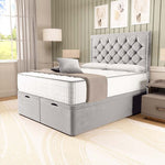 Panama Ottoman Divan Bed - Silver Plush Velvet