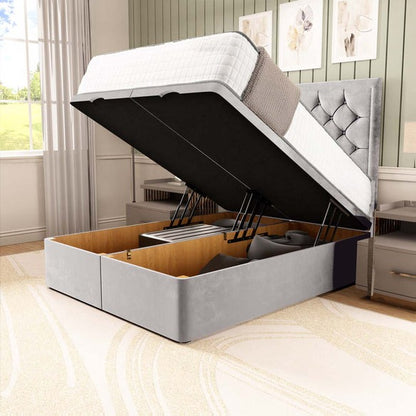 Panama Ottoman Divan Bed - Silver Plush Velvet