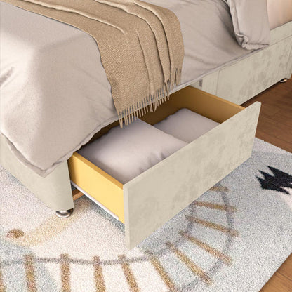 Prague Kids Divan Bed - Cream Plush Velvet