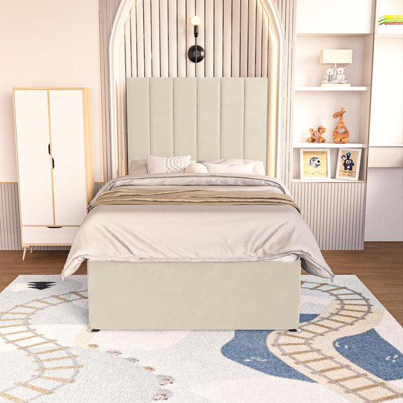 Prague Kids Divan Bed - Cream Plush Velvet