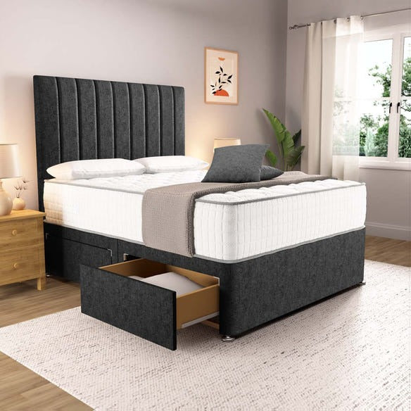 Prague Divan Bed - Black Chenille