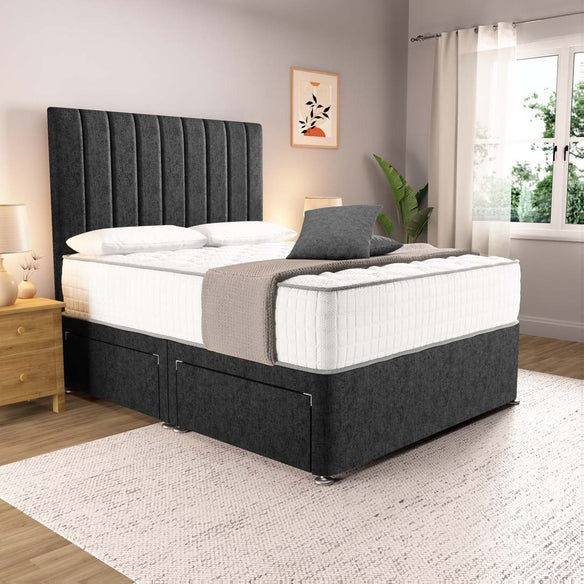 Prague Divan Bed - Black Chenille