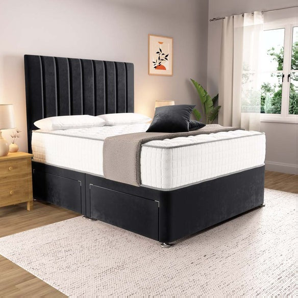 Prague Divan Bed - Black Plush Velvet