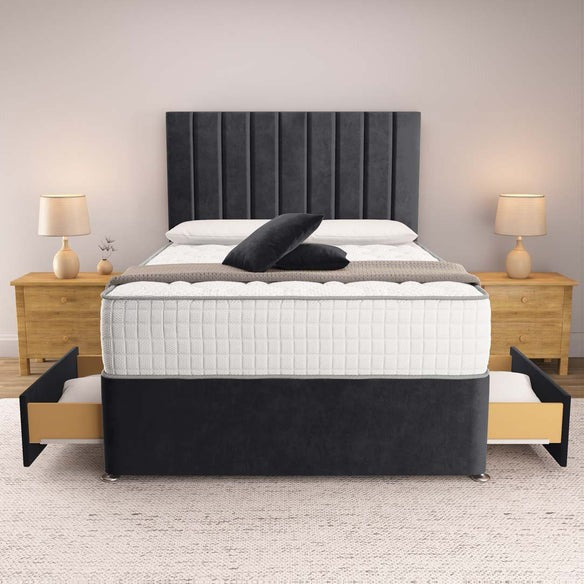 Prague Divan Bed - Black Plush Velvet
