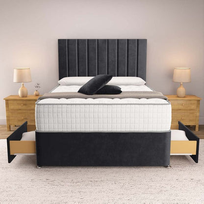 Prague Divan Bed - Black Plush Velvet