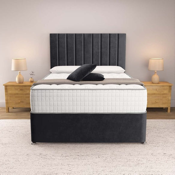 Prague Divan Bed - Black Plush Velvet