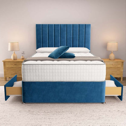 Prague Divan Bed - Blue Plush Velvet