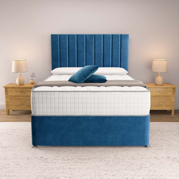Prague Divan Bed - Blue Plush Velvet