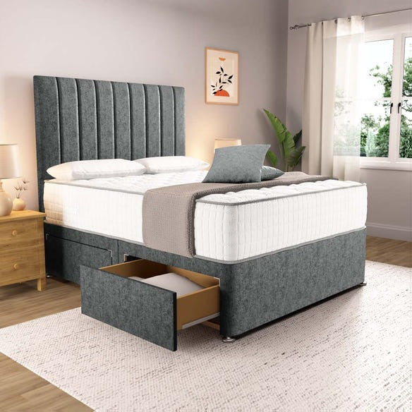 Prague Divan Bed - Charcoal Chenille